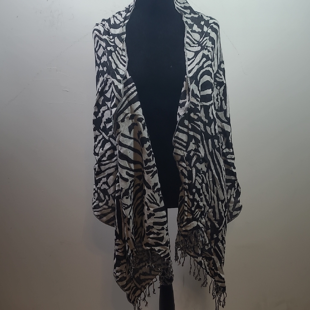 Zebra Print Fringe Scraf/Wrap